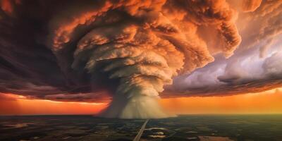 ai generado. ai generativo. foto ilustración de dramático tormenta tornado vórtice naturaleza al aire libre ciclón. gráfico Arte