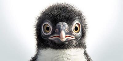 ai generado. ai generativo. foto ilustración de pequeño bebé pingüino linda gracioso rostro. gráfico Arte