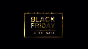 Black Friday Super Sale gold glitteing text  glitch effect video
