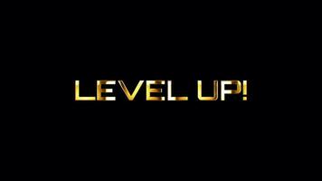 Loop of Level Up golden glittering text glitch effect video