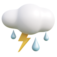 3d weather forecast icon. Weather, lightning, cloud, raindrop, thunderstorm, bad weather. png