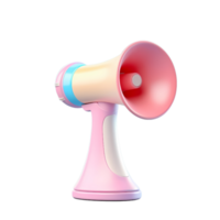 3D rendering illustration of a cartoon minimal megaphone, a loudspeaker advertising, or promotional banner. Generative AI png