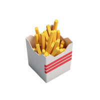French fries served in a box or paper bag with a tempting appearance. png