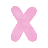 Letter X pink watercolor pattern, Hand drawn. png