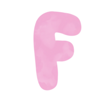 Letter F pink watercolor pattern, Hand drawn. png