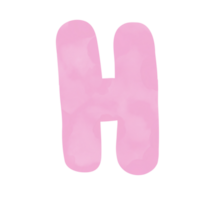 Letter H pink watercolor pattern, Hand drawn. png