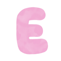 Letter E pink watercolor pattern, Hand drawn. png