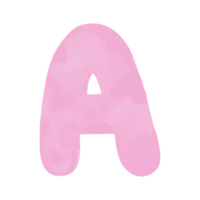 Letter A pink watercolor pattern, Hand drawn. png