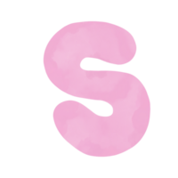 Letter S pink watercolor pattern, Hand drawn. png