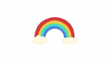 Colorful rainbow and clouds stickers animated video