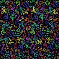 Neon Camping Flat Seamless Pattern vector