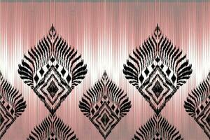 Ikat Ethnic Peacock tribal seamless pattern for wallpaper,decoration,fabric and textile, background, rug. vector