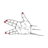 Long red nails hand drawn gesture sketch vector illustration line art