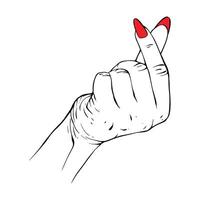 Long red nails hand drawn gesture sketch vector illustration line art