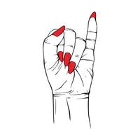 Long red nails hand drawn gesture sketch vector illustration line art