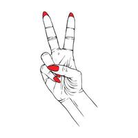 Long red nails hand drawn gesture sketch vector illustration line art