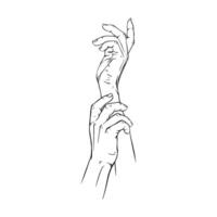 Two Hand drawn gesture sketch vector illustration line art