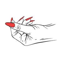 Long red nails hand drawn gesture sketch vector illustration line art