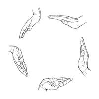 Two Hand drawn gesture sketch vector illustration line art