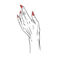 Long red nails hand drawn gesture sketch vector illustration line art