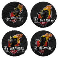 Al Wehda Football Club Flag in Round Shape Isolated with Four Different Waving Style, Bump Texture, 3D Rendering png