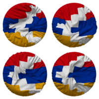 artsakh drapeau dans rond forme isolé avec quatre différent agitant style, bosse texture, 3d le rendu png