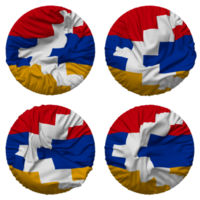 artsakh bandeira dentro volta forma isolado com quatro diferente acenando estilo, colisão textura, 3d Renderização png