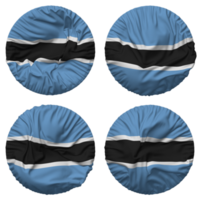 botswana flagga i runda form isolerat med fyra annorlunda vinka stil, stöta textur, 3d tolkning png