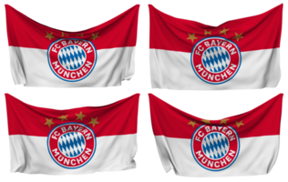 voetbal club Bayern munchen e v, fcb vastgemaakt vlag van hoeken, geïsoleerd met verschillend golvend variaties, 3d renderen png