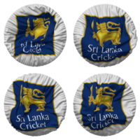 sri lanka cricket, slc flagga i runda form isolerat med fyra annorlunda vinka stil, stöta textur, 3d tolkning png