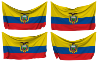 Ecuador Pinned Flag from Corners, Isolated with Different Waving Variations, 3D Rendering png