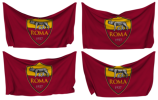 associação esportiva roma futebol clube fixado bandeira a partir de cantos, isolado com diferente acenando variações, 3d Renderização png