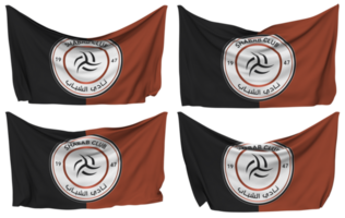 Al Shabab Football Club Pinned Flag from Corners, Isolated with Different Waving Variations, 3D Rendering png