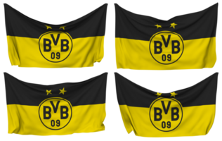 Ballspielverein Borussia 09 e V Dortmund, Borussia Dortmund Pinned Flag from Corners, Isolated with Different Waving Variations, 3D Rendering png