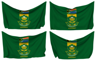 Cricket South Africa, CSA Pinned Flag from Corners, Isolated with Different Waving Variations, 3D Rendering png