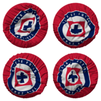 Club de Futbol Cruz Azul Flag in Round Shape Isolated with Four Different Waving Style, Bump Texture, 3D Rendering png