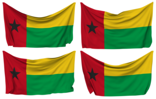 Guinea Bissau Pinned Flag from Corners, Isolated with Different Waving Variations, 3D Rendering png