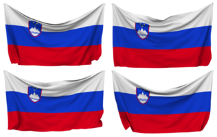 Slovenia Pinned Flag from Corners, Isolated with Different Waving Variations, 3D Rendering png