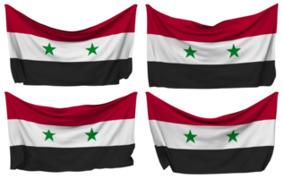 Syria Pinned Flag from Corners, Isolated with Different Waving Variations, 3D Rendering png