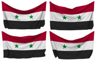 Syrien festgesteckt Flagge von Ecken, isoliert mit anders winken Variationen, 3d Rendern png