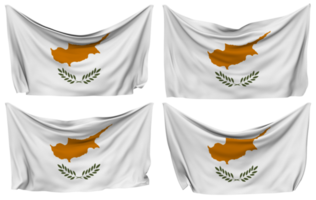 Chipre clavado bandera desde esquinas, aislado con diferente ondulación variaciones, 3d representación png