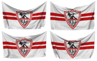 Zamalek Sporting Club Pinned Flag from Corners, Isolated with Different Waving Variations, 3D Rendering png