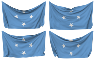 Federated States of Micronesia Pinned Flag from Corners, Isolated with Different Waving Variations, 3D Rendering png