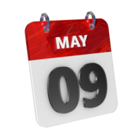 May 9 Date 3D Icon Isolated, Shiny and Glossy 3D Rendering, Month Date Day Name, Schedule, History png