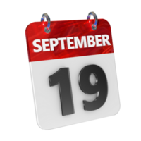 September 19 Date 3D Icon Isolated, Shiny and Glossy 3D Rendering, Month Date Day Name, Schedule, History png