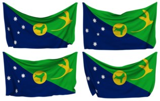 território do Natal ilha fixado bandeira a partir de cantos, isolado com diferente acenando variações, 3d Renderização png