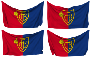 futbolín club basilea 1893, FCB clavado bandera desde esquinas, aislado con diferente ondulación variaciones, 3d representación png