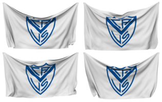 Verein atletico velez Sarsfeld festgesteckt Flagge von Ecken, isoliert mit anders winken Variationen, 3d Rendern png