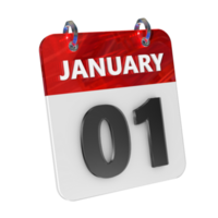 January 1 Date 3D Icon Isolated, Shiny and Glossy 3D Rendering, Month Date Day Name, Schedule, History png