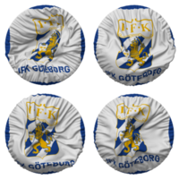 Idrottsforeningen Kamraterna Goteborg, IFK Goteborg Fotboll Flag in Round Shape Isolated with Four Different Waving Style, Bump Texture, 3D Rendering png